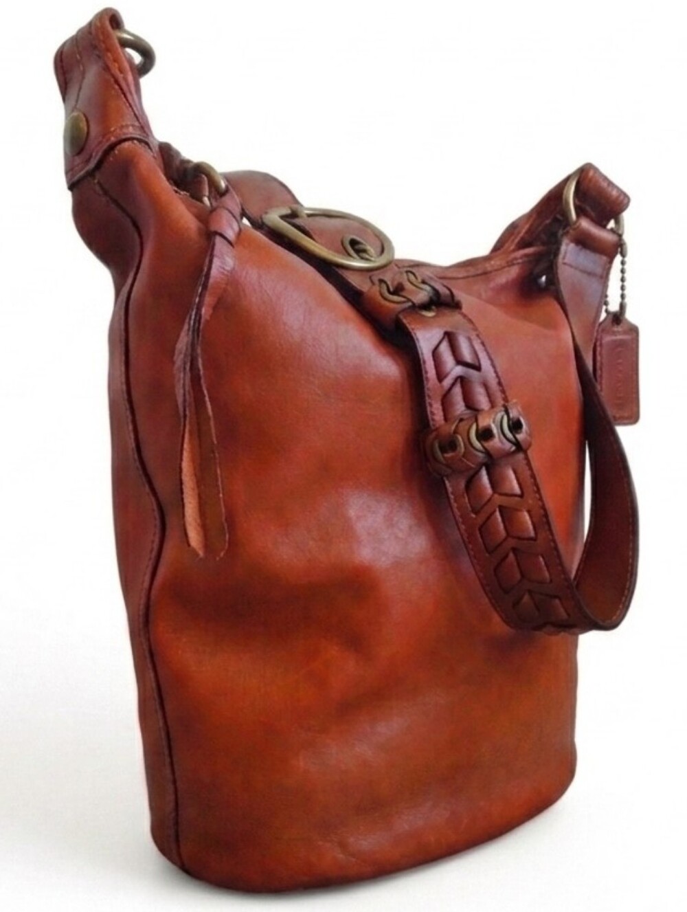 ​Coach 2007 Bleecker Chili Leather XL Tattersall Duffle Bag 11423 HTF